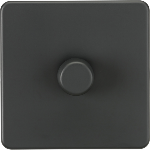 Knightsbridge Screwless 10A 1 Gang 2 Way LED Dimmer Anthracite
