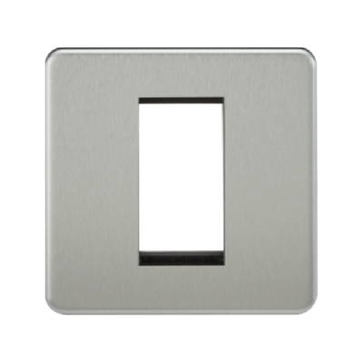 Knightsbridge Screwless 1 Gang 1 Module Europlate - Brushed Chrome