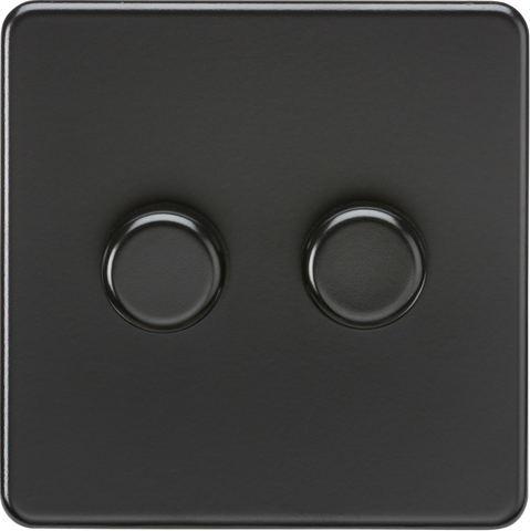 Knightsbridge Screwless 10A 2 Gang 2 Way LED Dimmer Matt Black