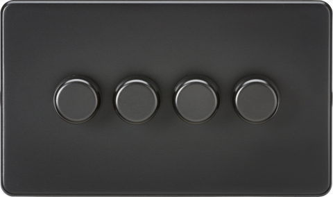 Knightsbridge Screwless 10A 4 Gang 2 Way LED Dimmer Matt Black