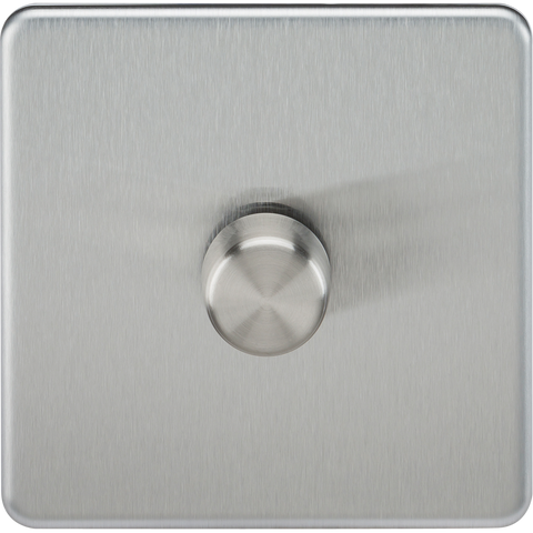 Knightsbridge Screwless 10A 1 Gang 2 Way LED Dimmer Brushed Chrome