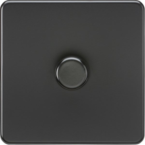 Knightsbridge Screwless 10A 1 Gang 2 Way LED Dimmer Matt Black