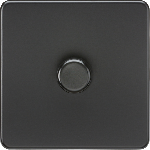 Knightsbridge Screwless 10A 1 Gang 2 Way LED Dimmer Matt Black