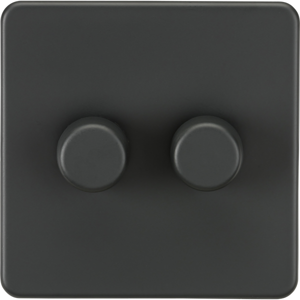 Knightsbridge Screwless 10A 2 Gang 2 Way LED Dimmer Anthracite