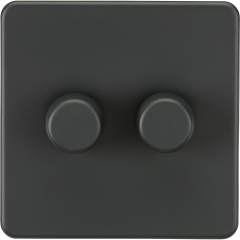 Knightsbridge Screwless 10A 2 Gang 2 Way LED Dimmer Anthracite