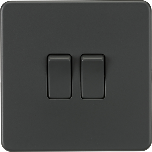 Knightsbridge Screwless 10A 2 Gang 2 Way Switch Anthracite