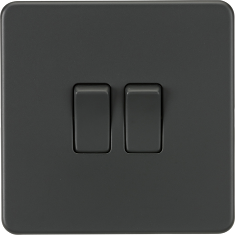 Knightsbridge Screwless 10A 2 Gang 2 Way Switch Anthracite