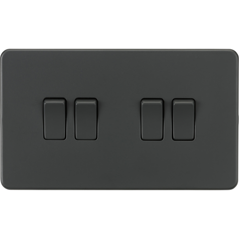 Knightsbridge Screwless 10A 4 Gang 2 Way Switch Anthracite