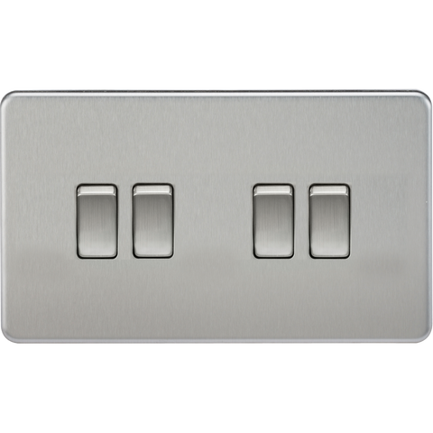 Knightsbridge Screwless 10A 4 Gang 2 Way Switch Brushed Chrome