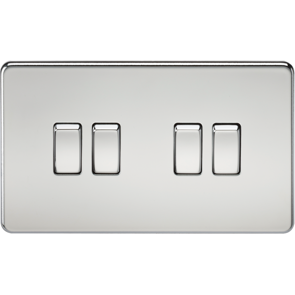 Knightsbridge Screwless 10A 4 Gang 2 Way Switch Polished Chrome