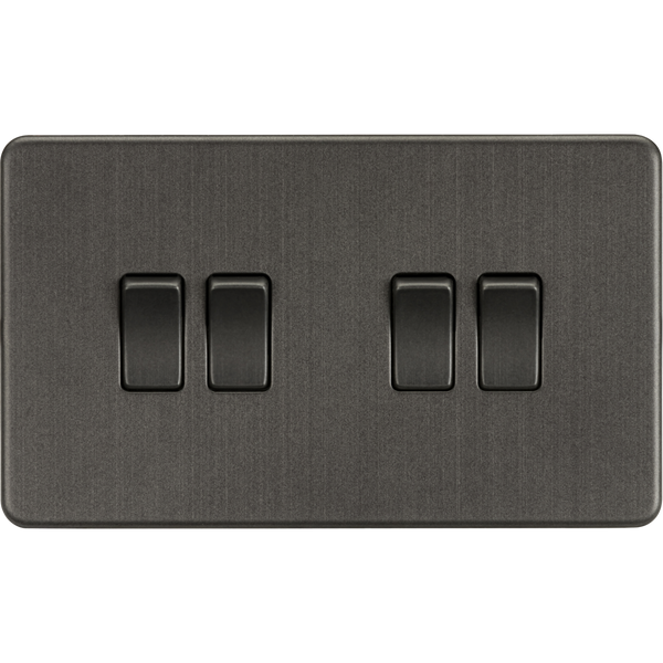 Knightsbridge Screwless 10A 4 Gang 2 Way Switch Smoked Bronze