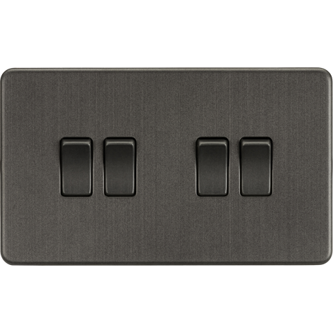 Knightsbridge Screwless 10A 4 Gang 2 Way Switch Smoked Bronze