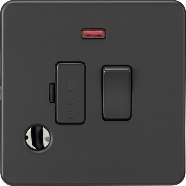 Knightsbridge Screwless 13A Neon Flex Outlet Switched Fused Spur Anthracite