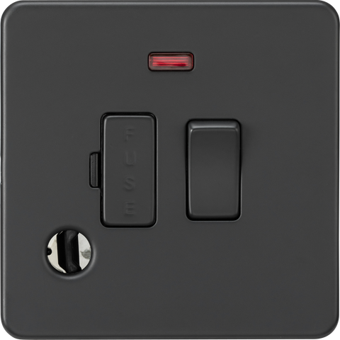 Knightsbridge Screwless 13A Neon Flex Outlet Switched Fused Spur Anthracite