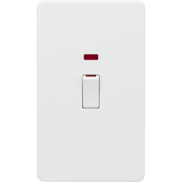 Knightsbridge Screwless 45A Double Pole Switch Large Plate Matt White