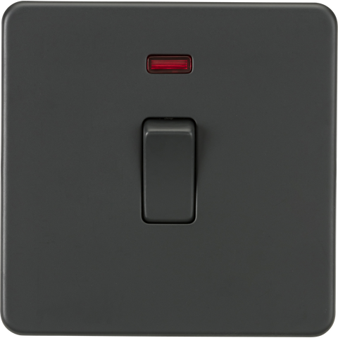 Knightsbridge Screwless 20A Double Pole 1 Gang Neon Switch Anthracite