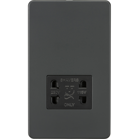 Knightsbridge Screwless 115/230V Dual Voltage Shaver Socket Anthracite