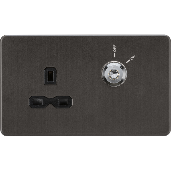 Knightsbridge Screwless 13A 1 Gang Lockable Socket Smoked Bronze – Mike ...