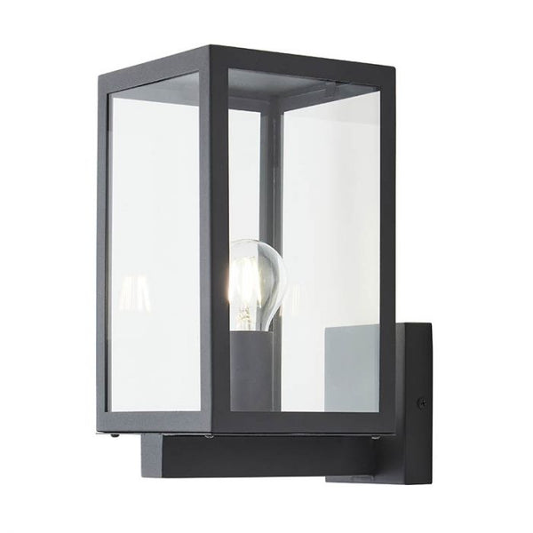 Forum Hestia E27 Glass Panel Box Lantern Anthracite