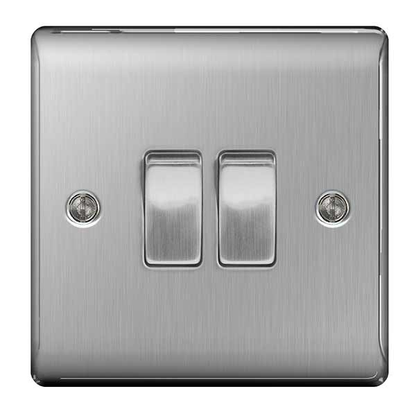 BG Nexus Metal 2 Gang 2 Way Light Switch