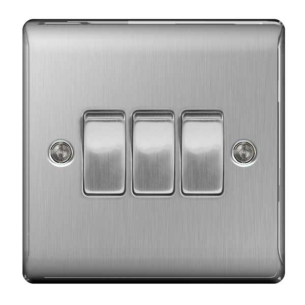 BG Nexus Metal 3 Gang 2 Way Light Switch