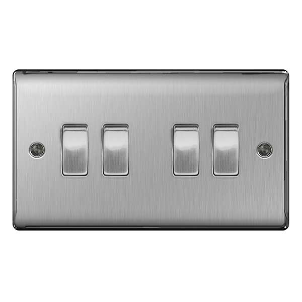 BG Nexus Metal 4 Gang 2 Way Light Switch