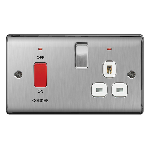 BG Nexus Metal 45a Double Pole Switch + 13a Socket