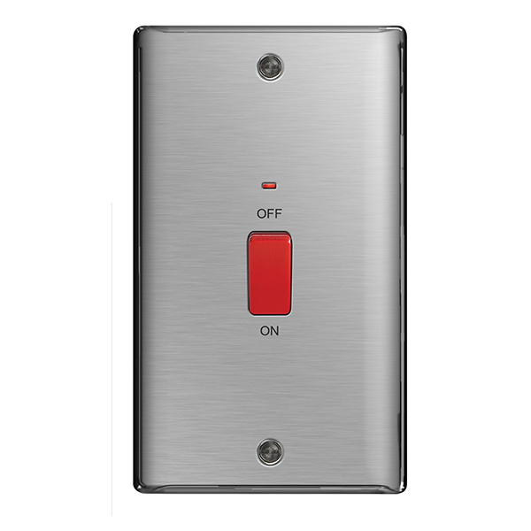 BG Nexus Metal 2 Gang 45a Double Pole Switch