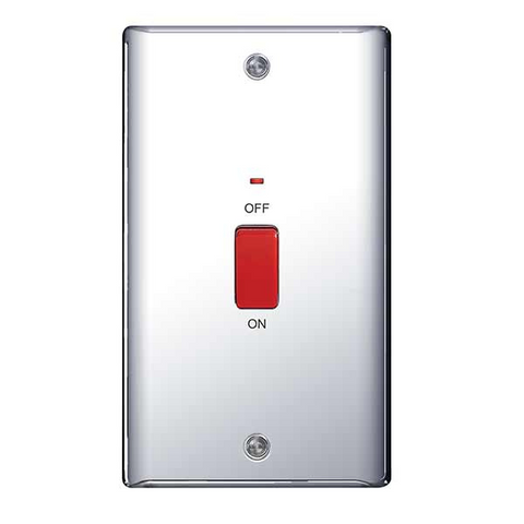 BG Nexus Metal 2 Gang 45a Double Pole Switch