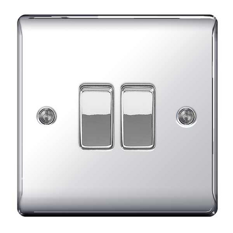 BG Nexus Metal 2 Gang 2 Way Light Switch