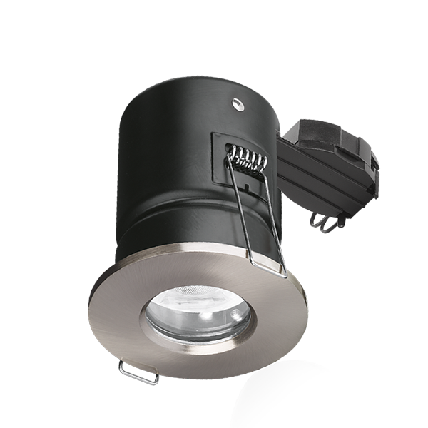 Aurora Enlite GU10 Fixed Fire and Shower Rated Downlight Satin Nickel