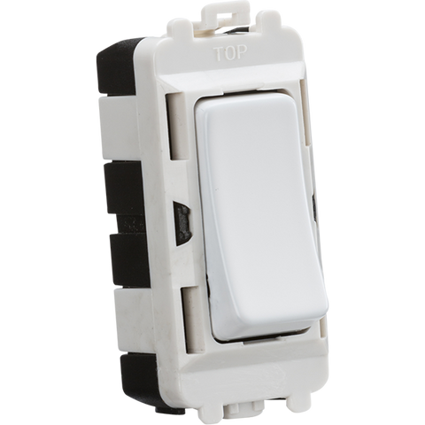 Knightsbridge Screwless 20A 2 Way SP Grid Switch Module Matt White