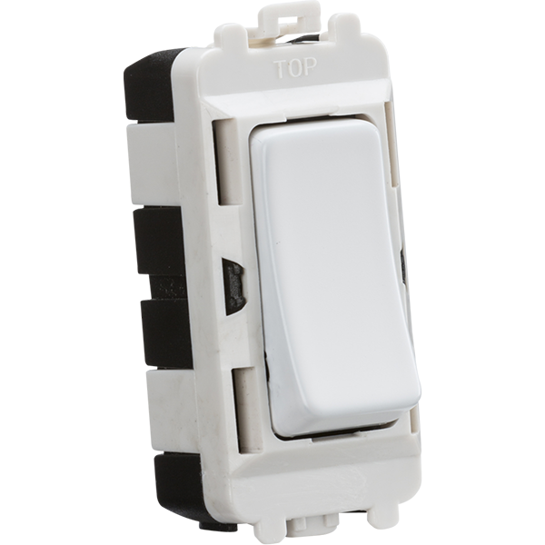Knightsbridge Screwless 20A 2 Way DP Grid Switch Module Matt White