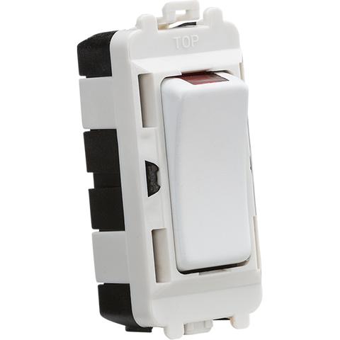 Knightsbridge Screwless 20A 2 Way DP LED Indicator Grid Switch Module Matt White
