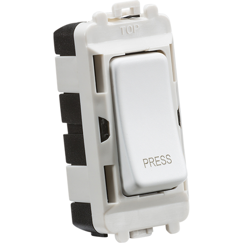 Knightsbridge Screwless 20A 2 Way Retractive "Press" Grid Switch Module Matt White