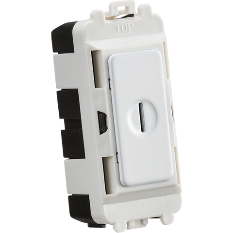 Knightsbridge Screwless 20A 2 Way SP Grid Key Switch Module Matt White