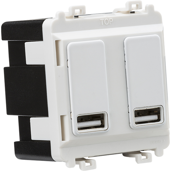 Knightsbridge Screwless Dual USB Grid Module Matt White