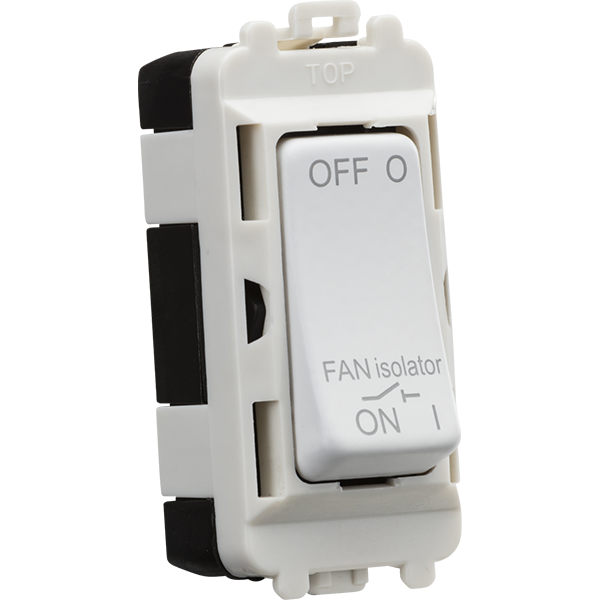 Knightsbridge Screwless 10A Fan Isolator Grid Switch Module Matt White
