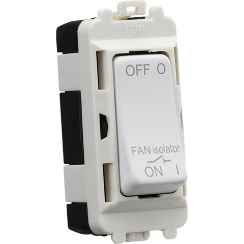 Knightsbridge Screwless 10A Fan Isolator Grid Switch Module Matt White