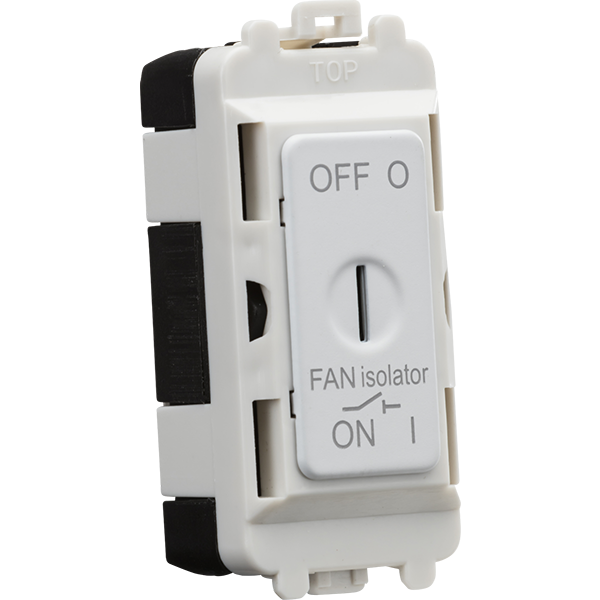 Knightsbridge Screwless 10A Fan Isolator Grid Key Switch Module Matt White