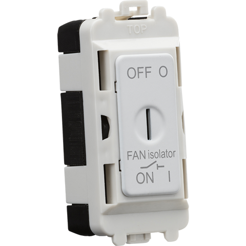 Knightsbridge Screwless 10A Fan Isolator Grid Key Switch Module Matt White