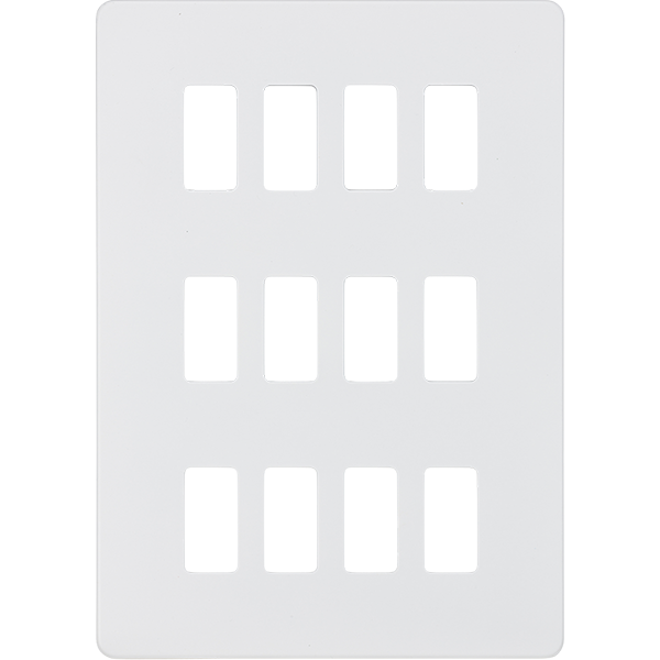Knightsbridge Screwless 12G Grid Plate Matt White