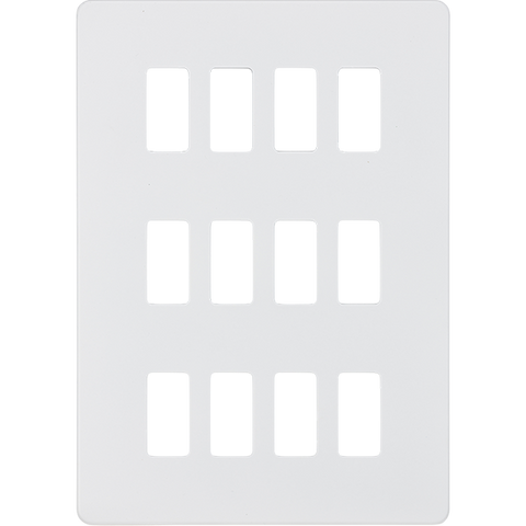 Knightsbridge Screwless 12G Grid Plate Matt White