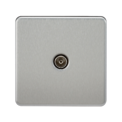 Knightsbridge Screwless 1 Gang TV Outlet (Non-Isolated) - Brushed Chrome