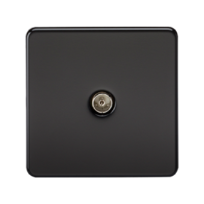 Knightsbridge Screwless 1 Gang TV Outlet (Non-Isolated) - Matt Black