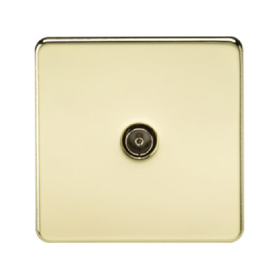 Knightsbridge Screwless 1 Gang TV Outlet (Non-Isolated) - Polished Brass