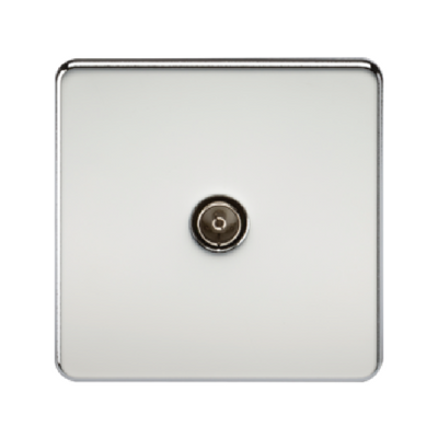 Knightsbridge Screwless 1 Gang TV Outlet (Non-Isolated) - Polished Chrome