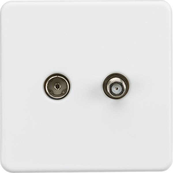 Knightsbridge Screwless 1G Coax and Satellite Socket Matt White