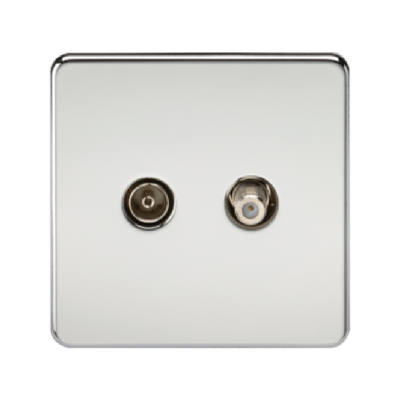 Knightsbridge Screwless Satellite TV And TV Outlet (Isolated) - Polished Chrome