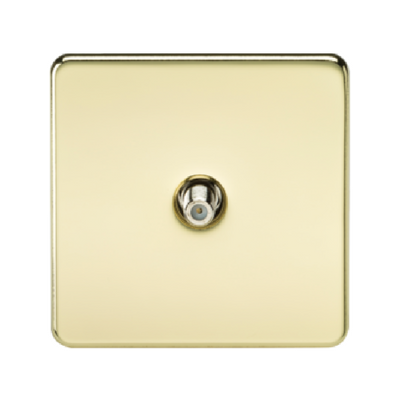 Knightsbridge Screwless 1 Gang Satellite TV Outlet (Non-Isolated) - Polished Brass